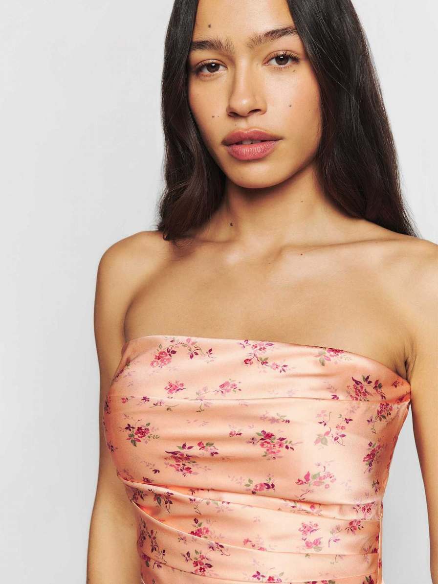 Women's Reformation Barrow Silk Dress Rose | USA-3586274