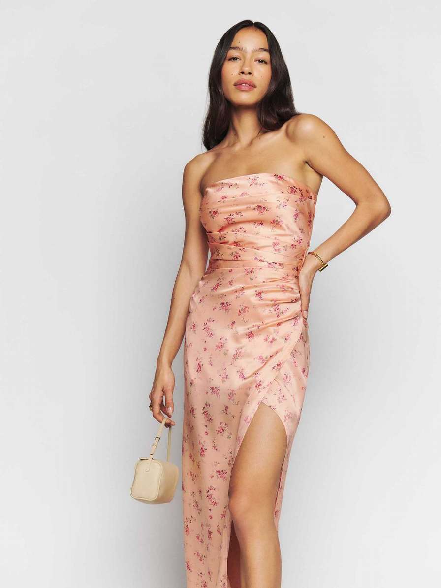 Women's Reformation Barrow Silk Dress Rose | USA-3586274