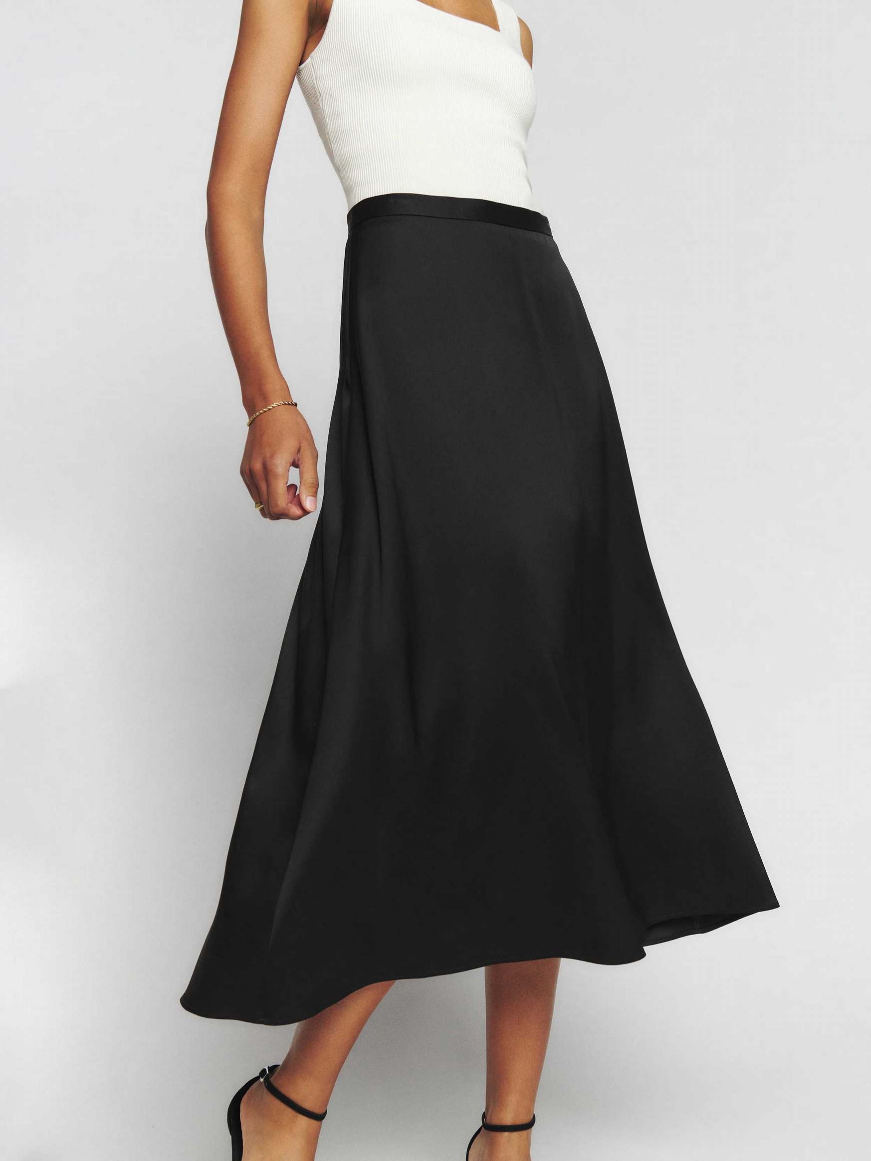 Women's Reformation Bea Satin Skirts Black | USA-625078