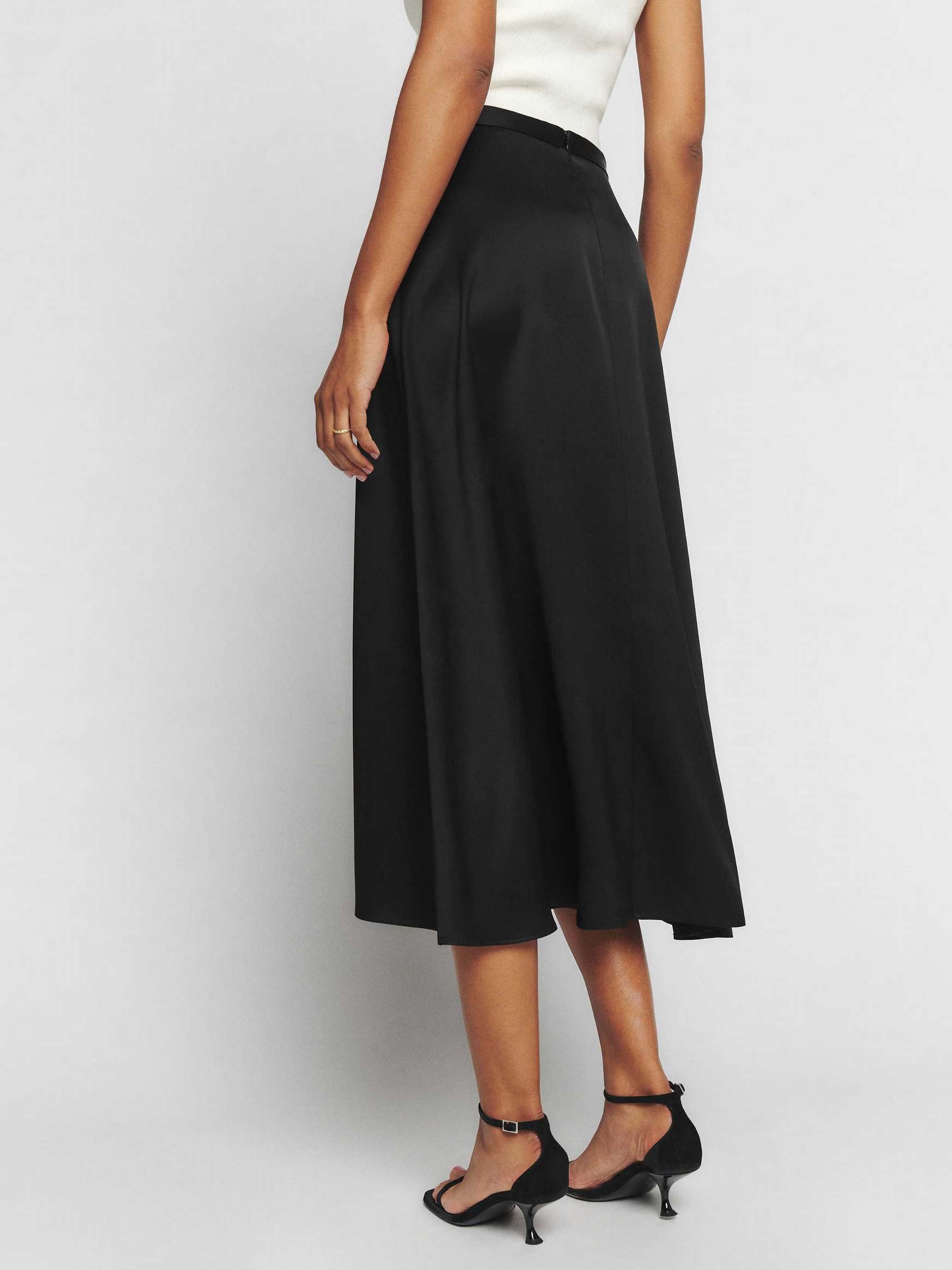 Women's Reformation Bea Satin Skirts Black | USA-625078