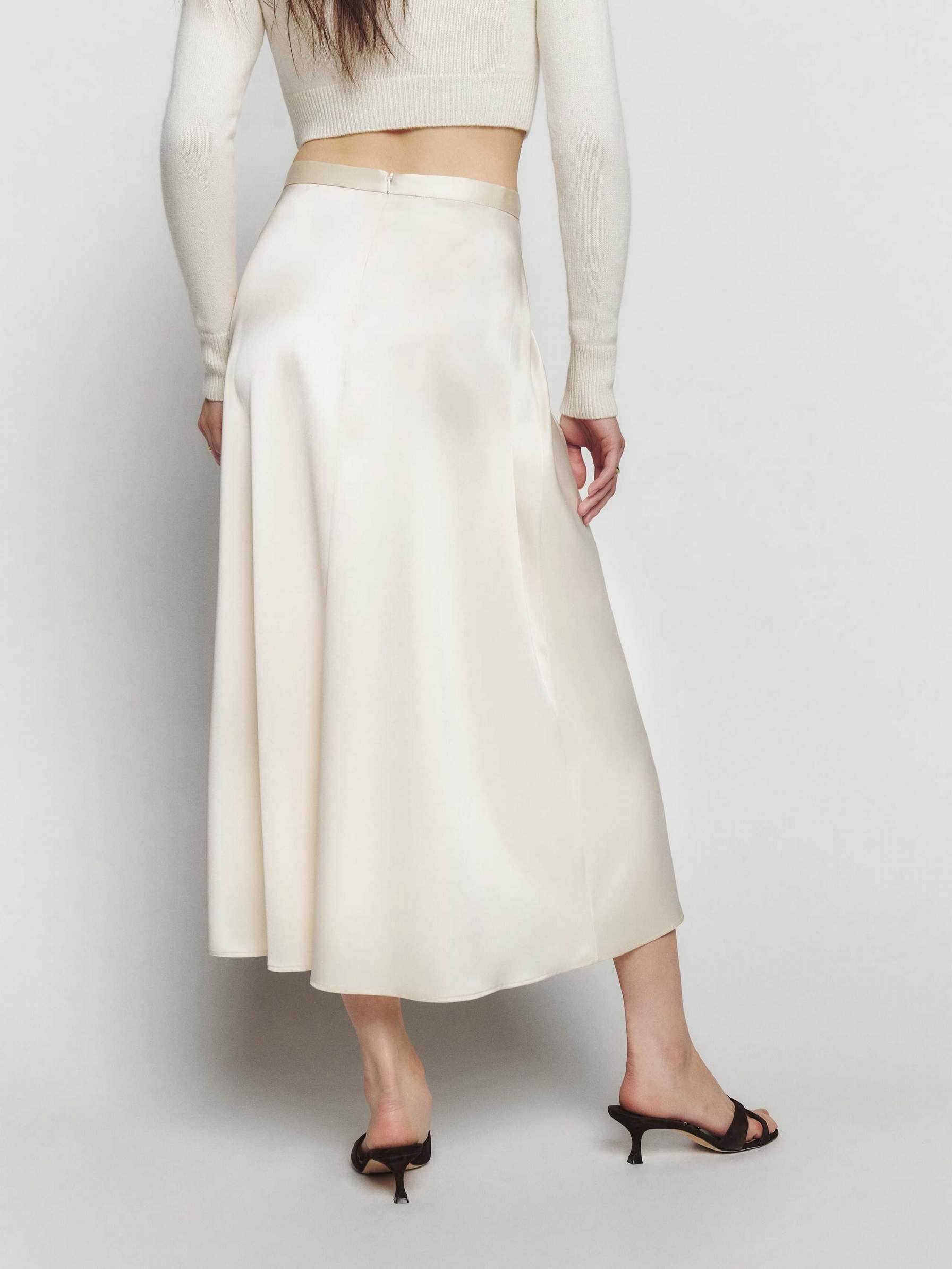 Women's Reformation Bea Satin Skirts White | USA-427603