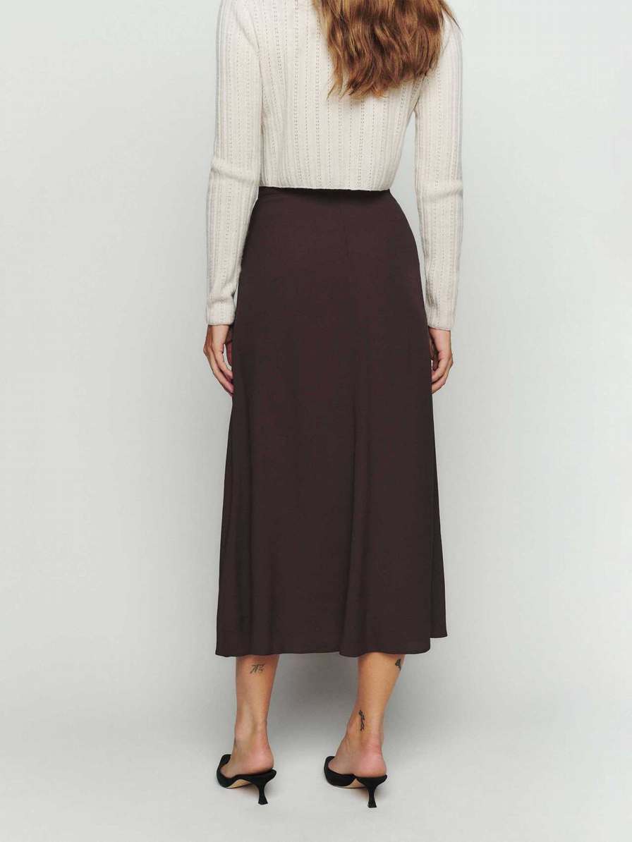 Women's Reformation Bea Skirts Coffee | USA-042537