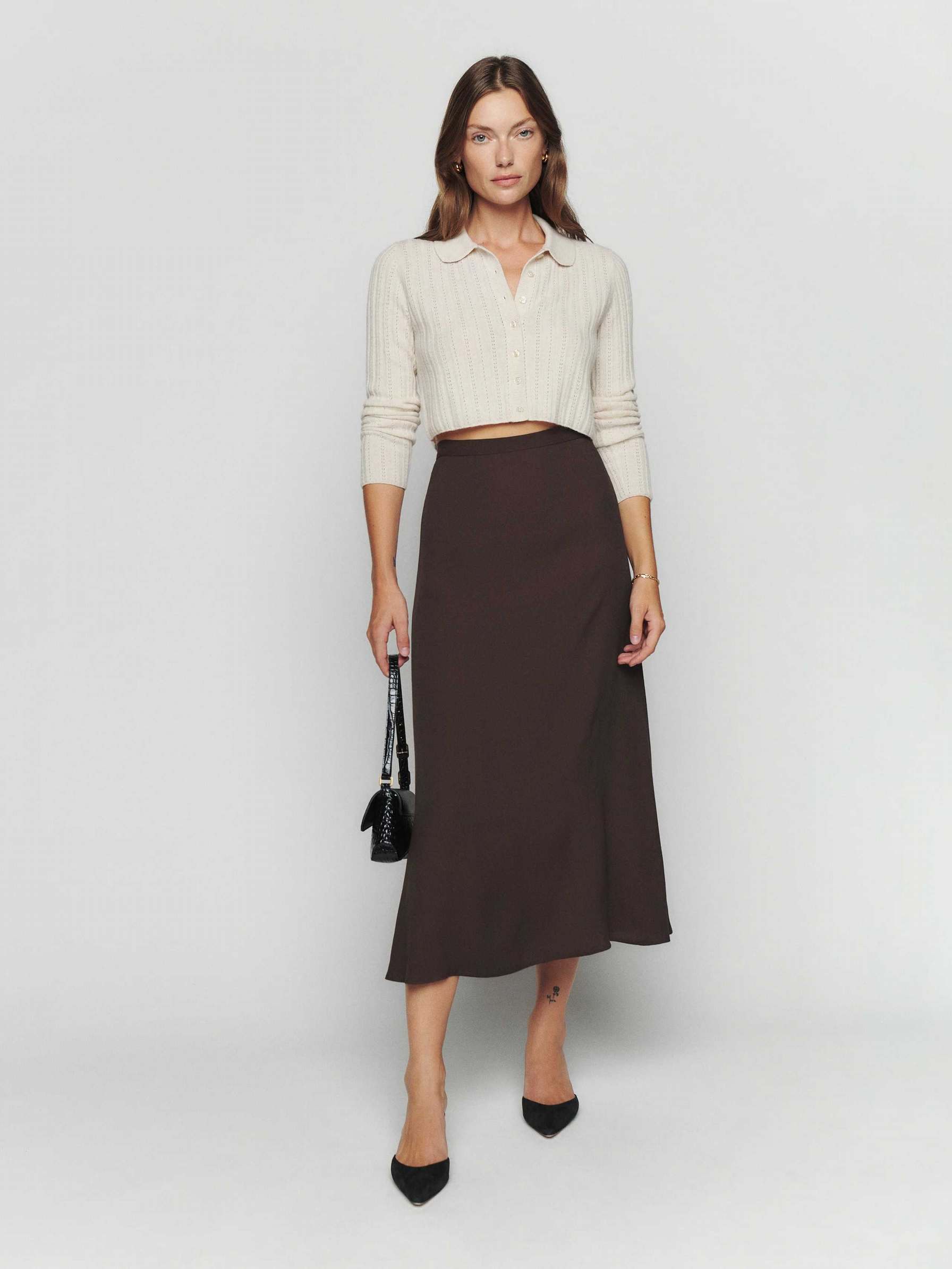 Women's Reformation Bea Skirts Coffee | USA-042537