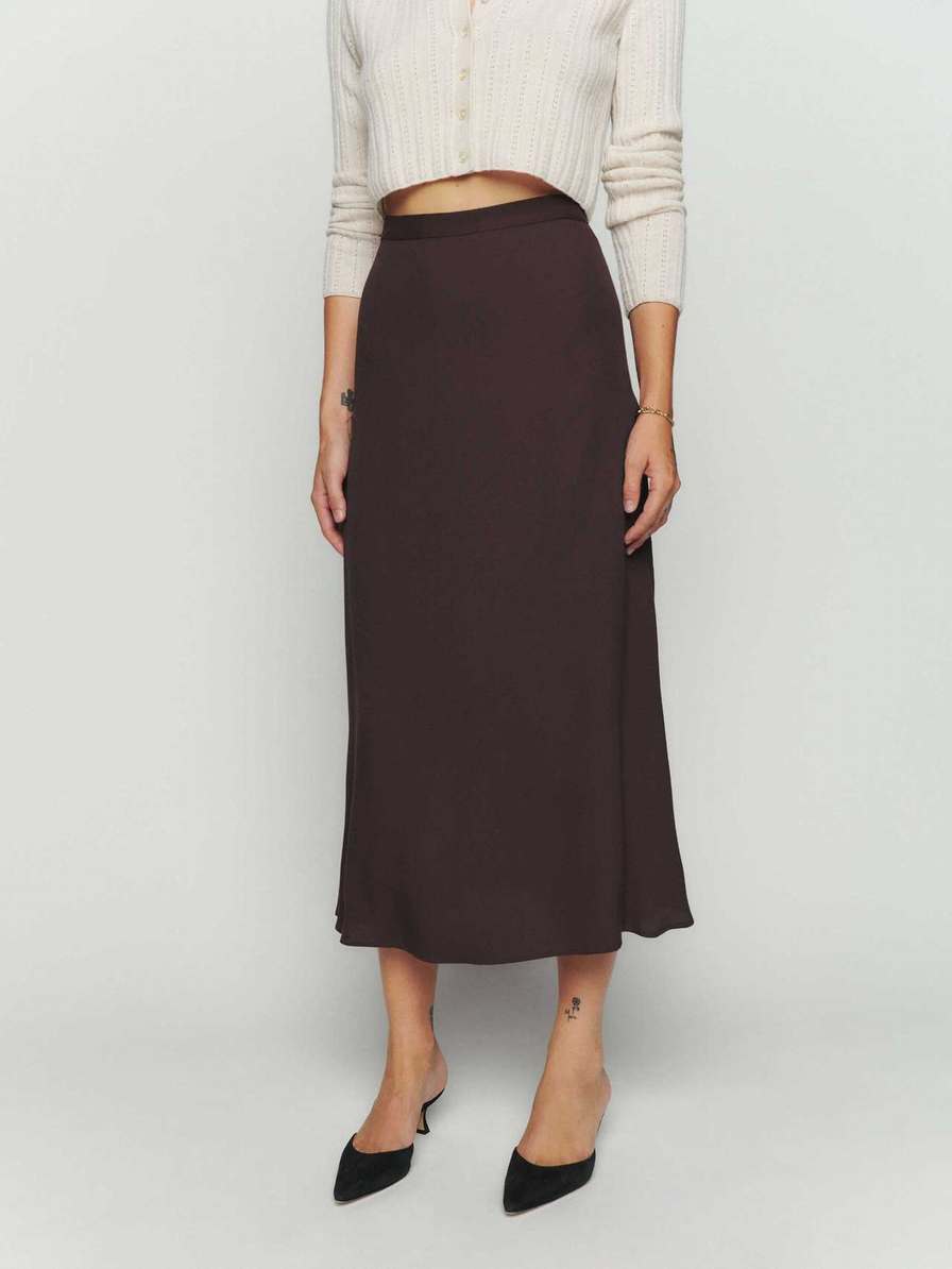 Women\'s Reformation Bea Skirts Coffee | USA-042537