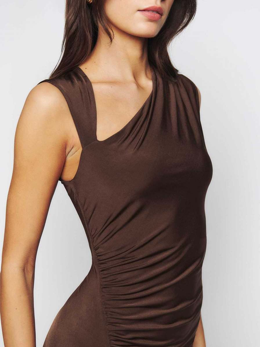 Women's Reformation Bellwood Knit Dress Coffee | USA-458312