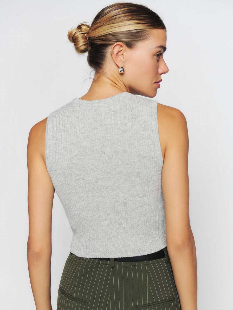 Women's Reformation Benedetta Cashmere Tanks Light Grey | USA-681423