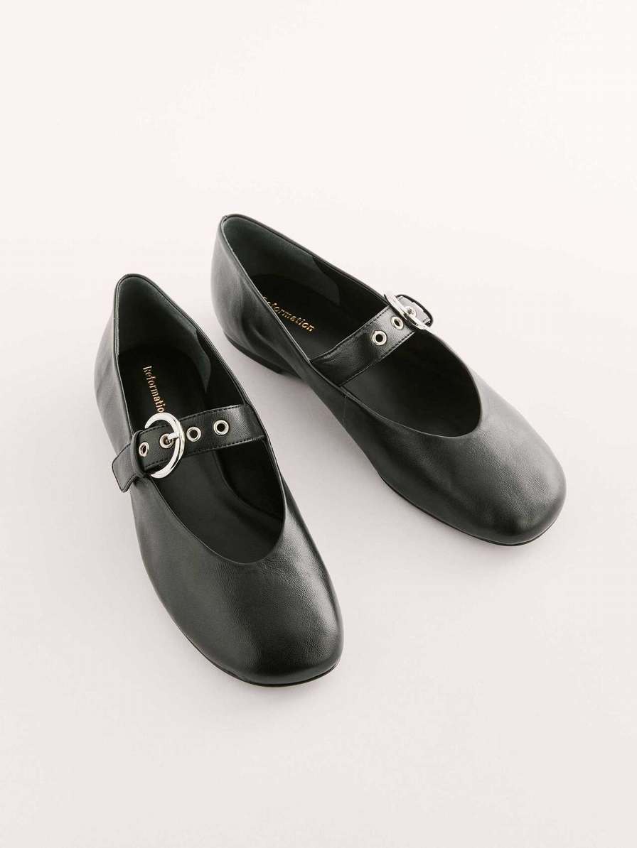 Women's Reformation Bethany Ballet Flats Black | USA-068372