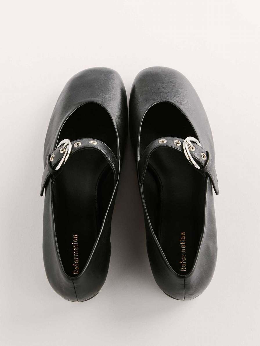 Women's Reformation Bethany Ballet Flats Black | USA-068372