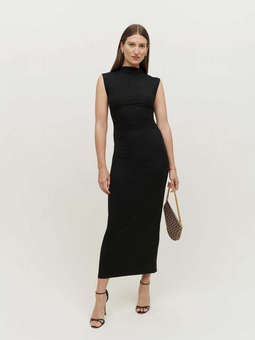 Women's Reformation Billy Knit Dress Black | USA-683540