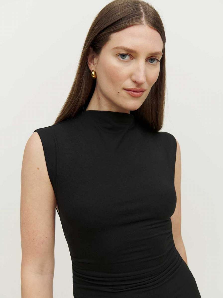 Women's Reformation Billy Knit Dress Black | USA-683540