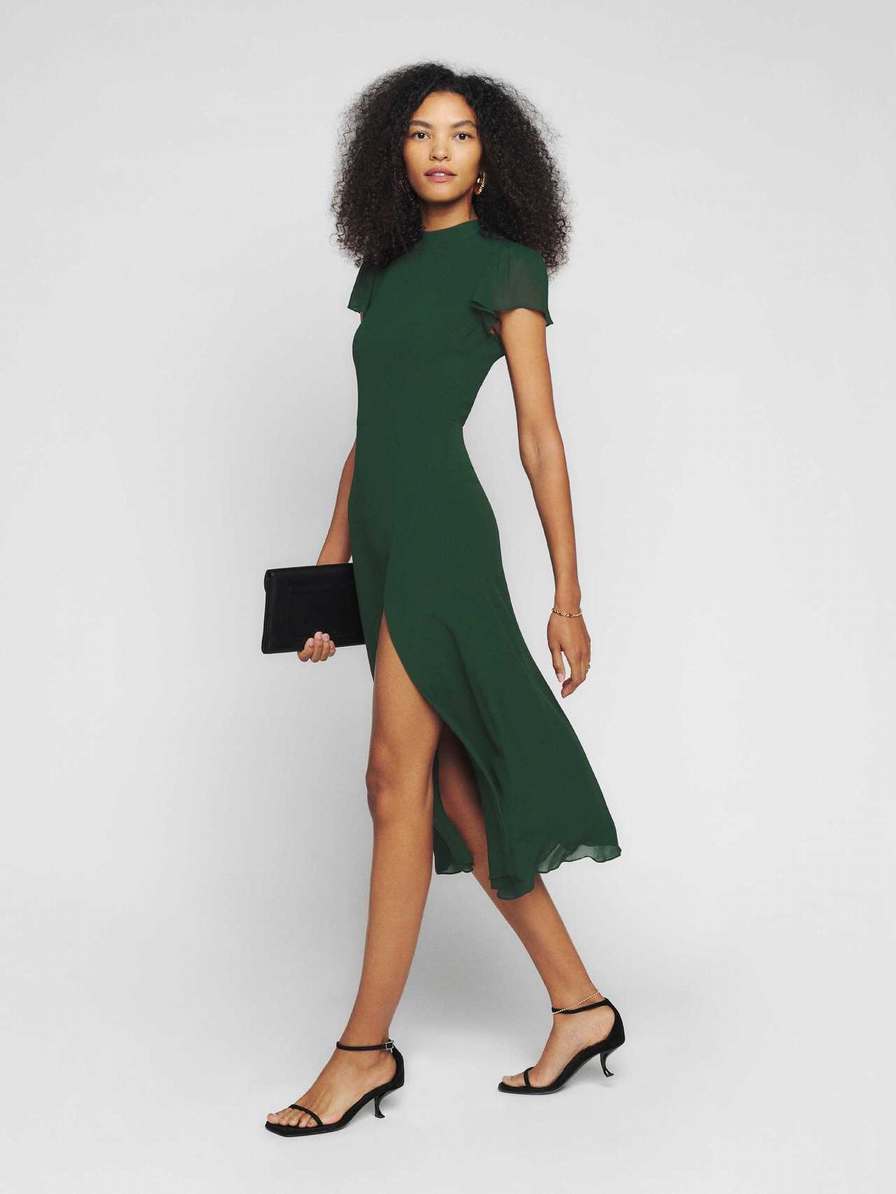 Women's Reformation Brinley Dress Black Green | USA-516472