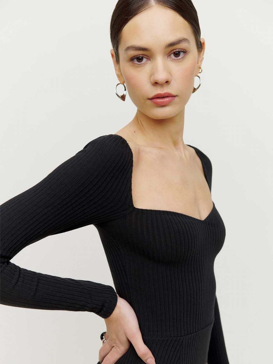 Women's Reformation Bruno Knit Dress Black | USA-287160