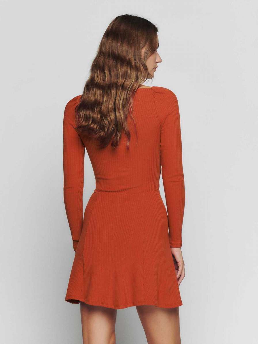 Women's Reformation Bruno Knit Dress Orange | USA-027148