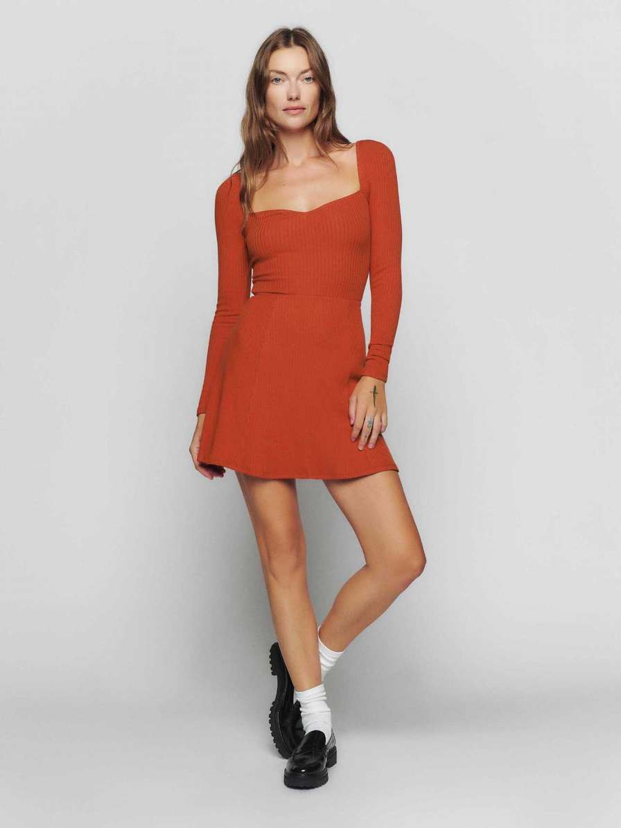 Women\'s Reformation Bruno Knit Dress Orange | USA-027148