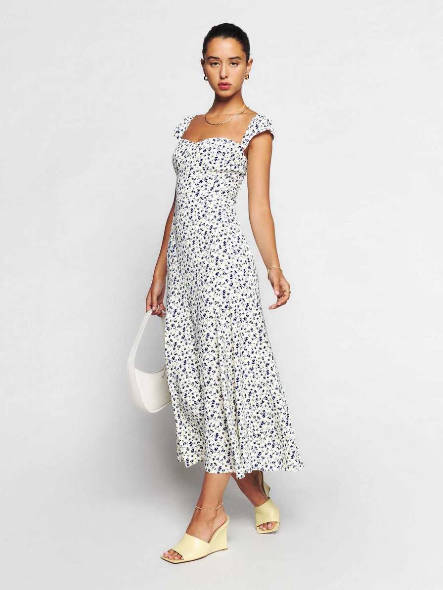 Women's Reformation Bryson Dress Light Blue | USA-2165387