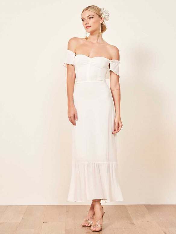 Women's Reformation Butterfly Dress White | USA-138724