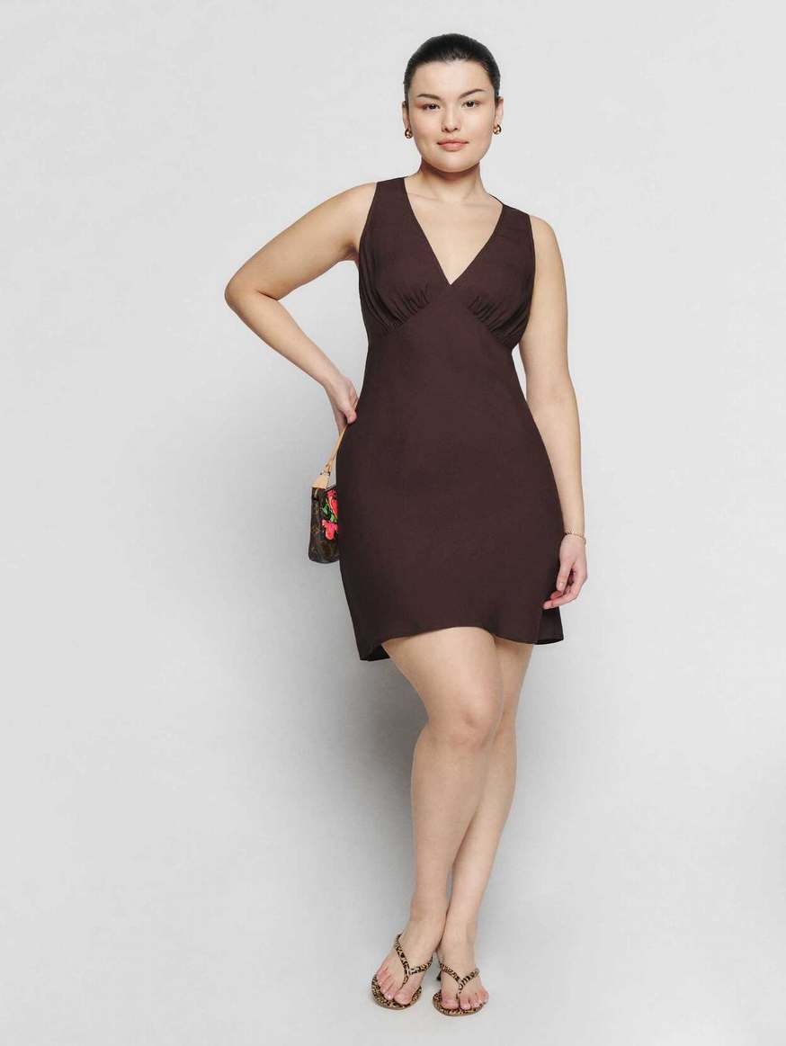 Women's Reformation Calix Dress Coffee | USA-543681