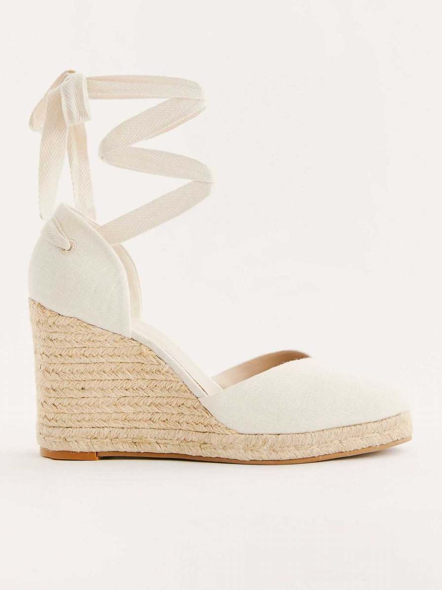 Women's Reformation Camilla Lace Up Espadrille Cream | USA-532617