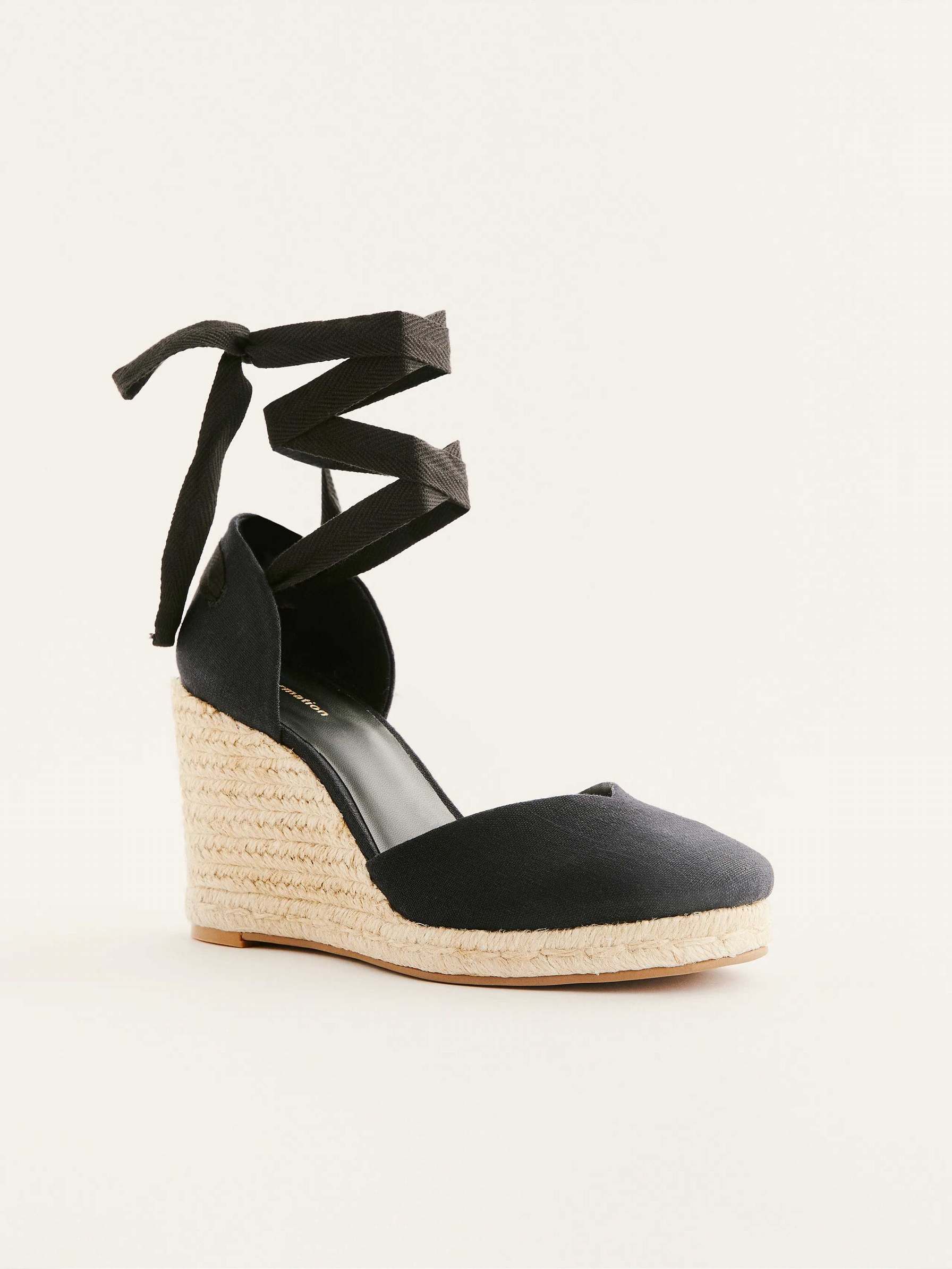 Women's Reformation Camilla Lace Up Espadrille Black | USA-7130465