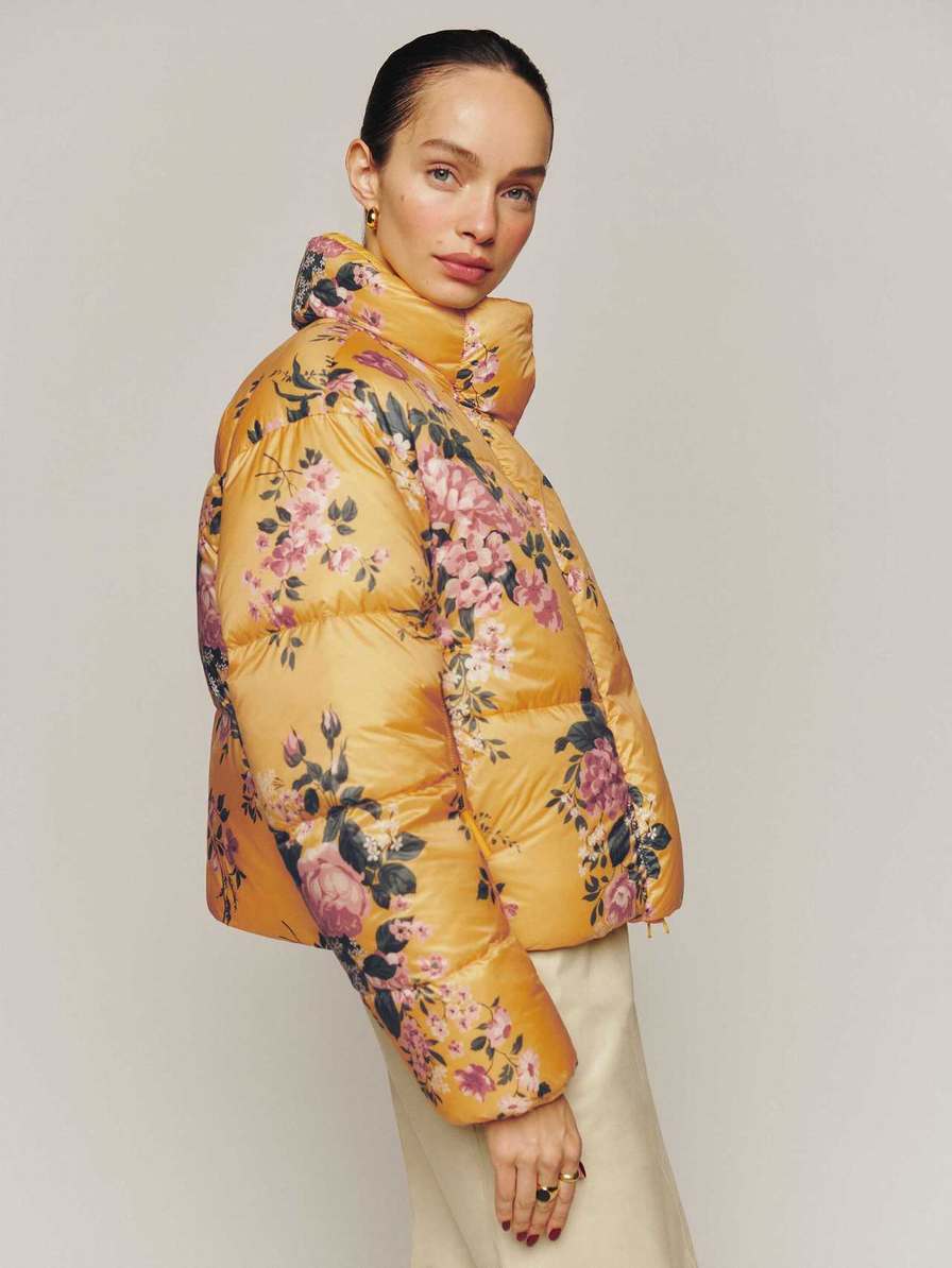 Women's Reformation Canada Goose x Reformation Lorita Puffers Flower / Yellow | USA-265371