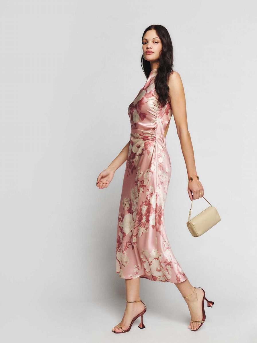 Women's Reformation Casette Silk Dress Flower | USA-547620