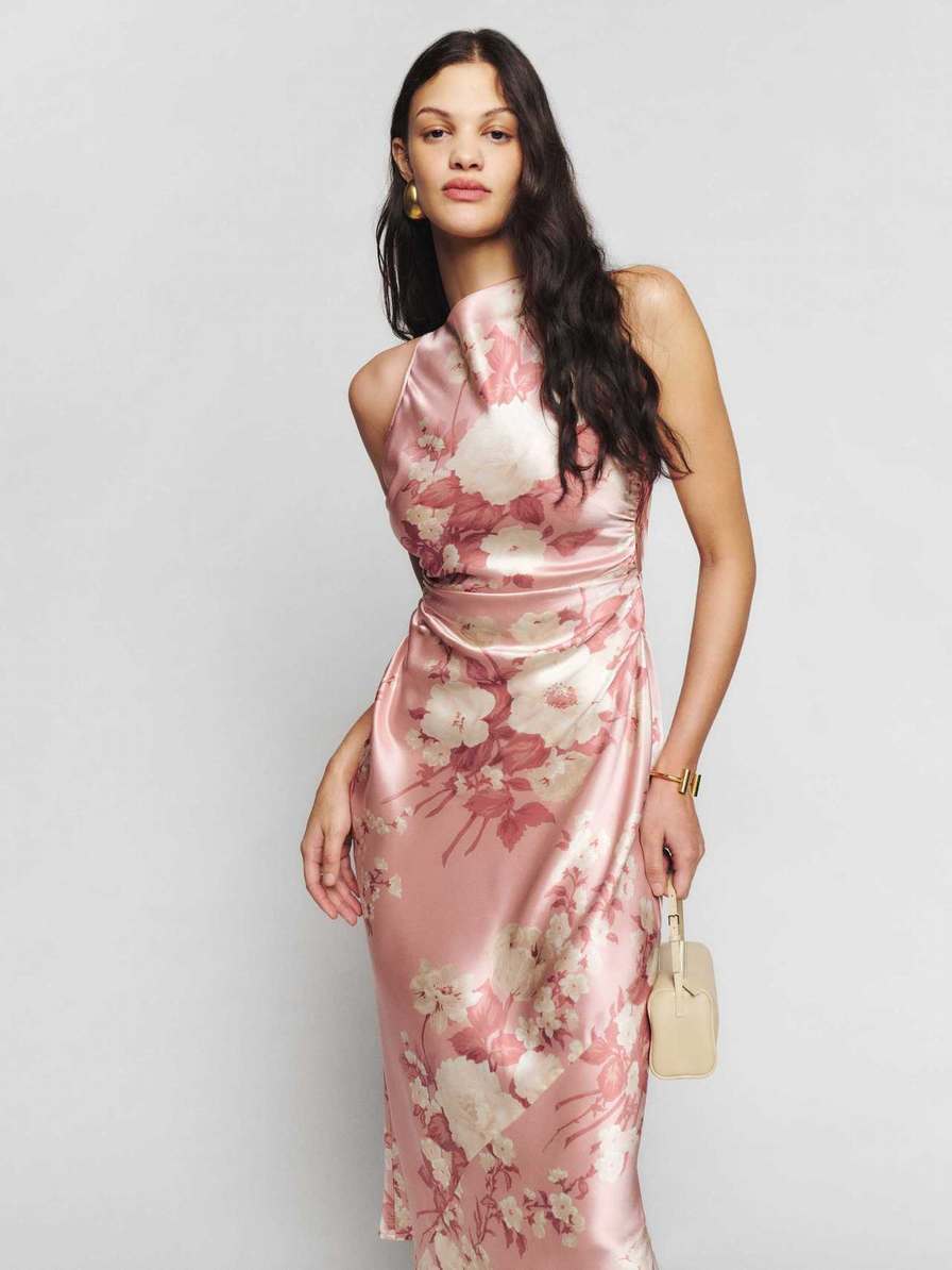 Women's Reformation Casette Silk Dress Flower | USA-547620