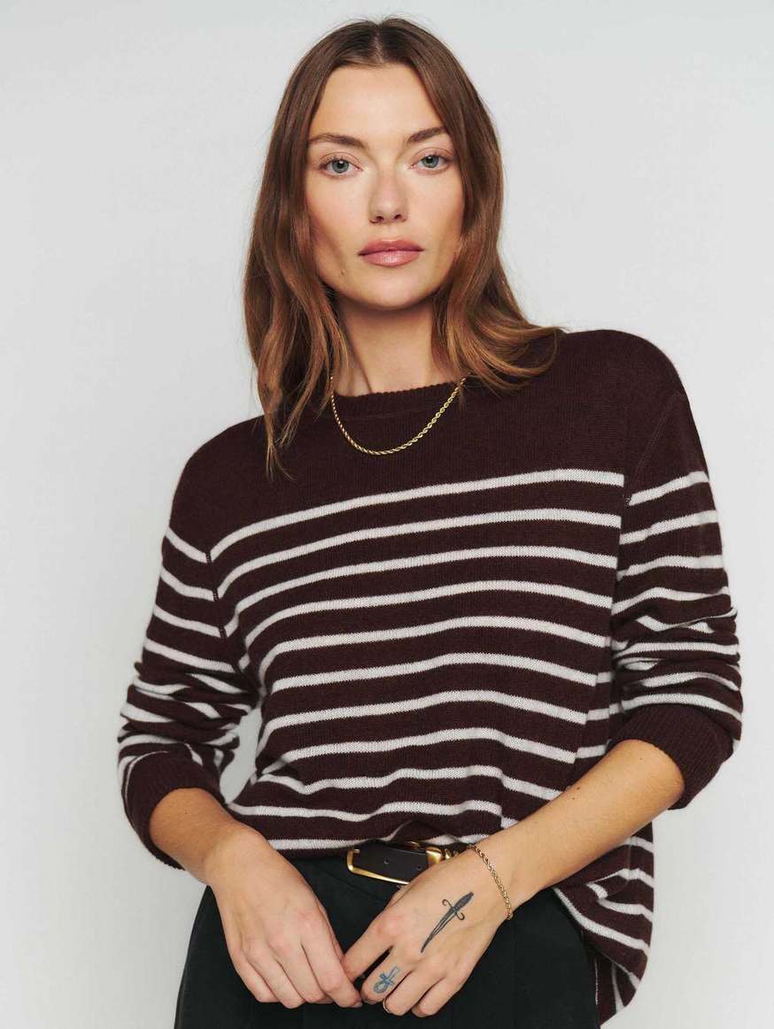 Women's Reformation Cashmere Boyfriend Sweater Stripes | USA-710325