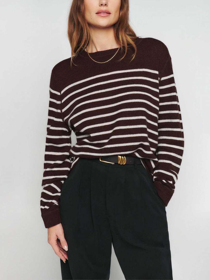 Women's Reformation Cashmere Boyfriend Sweater Stripes | USA-710325