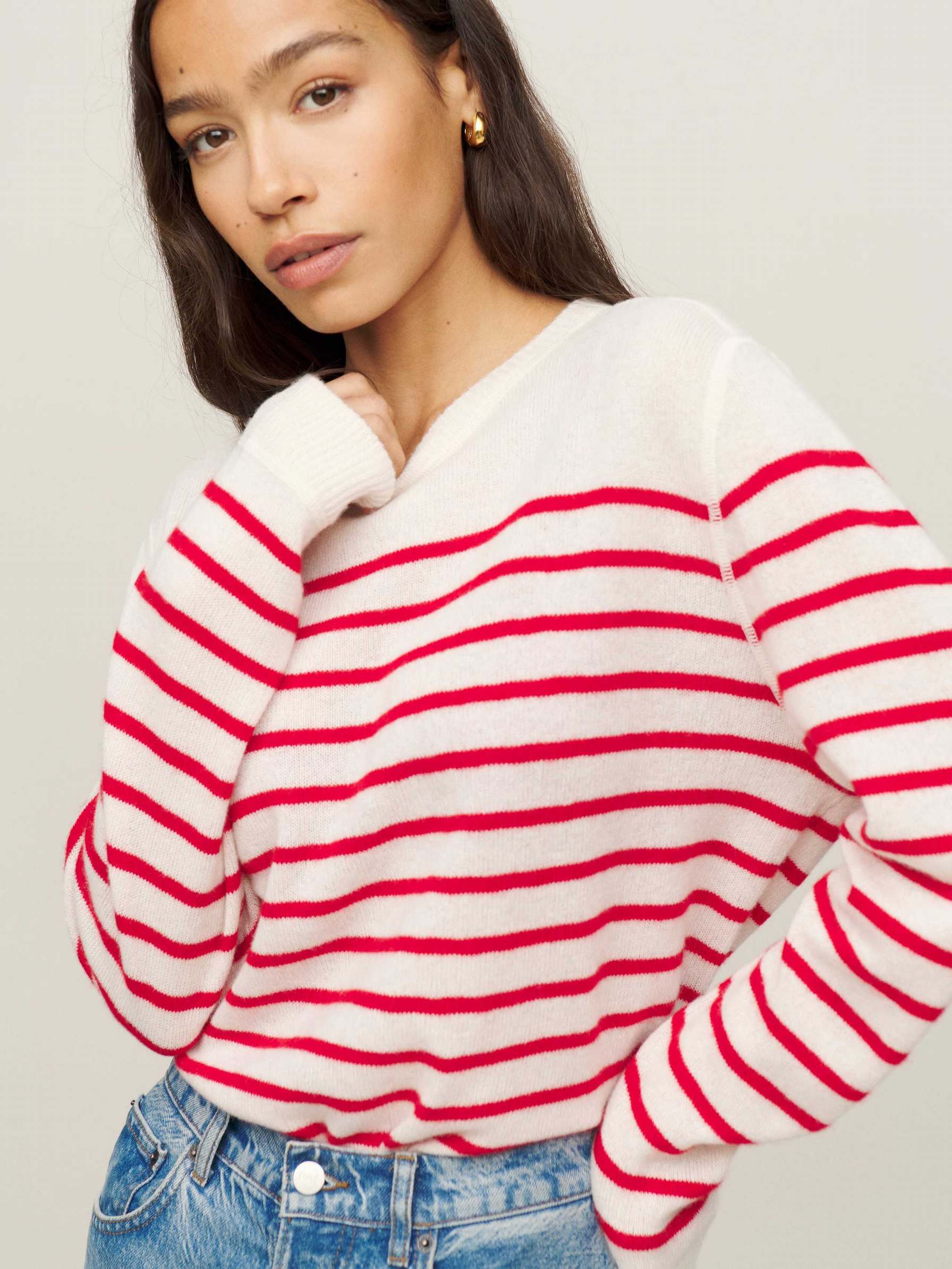 Women\'s Reformation Cashmere Boyfriend Sweater Stripes | USA-751248