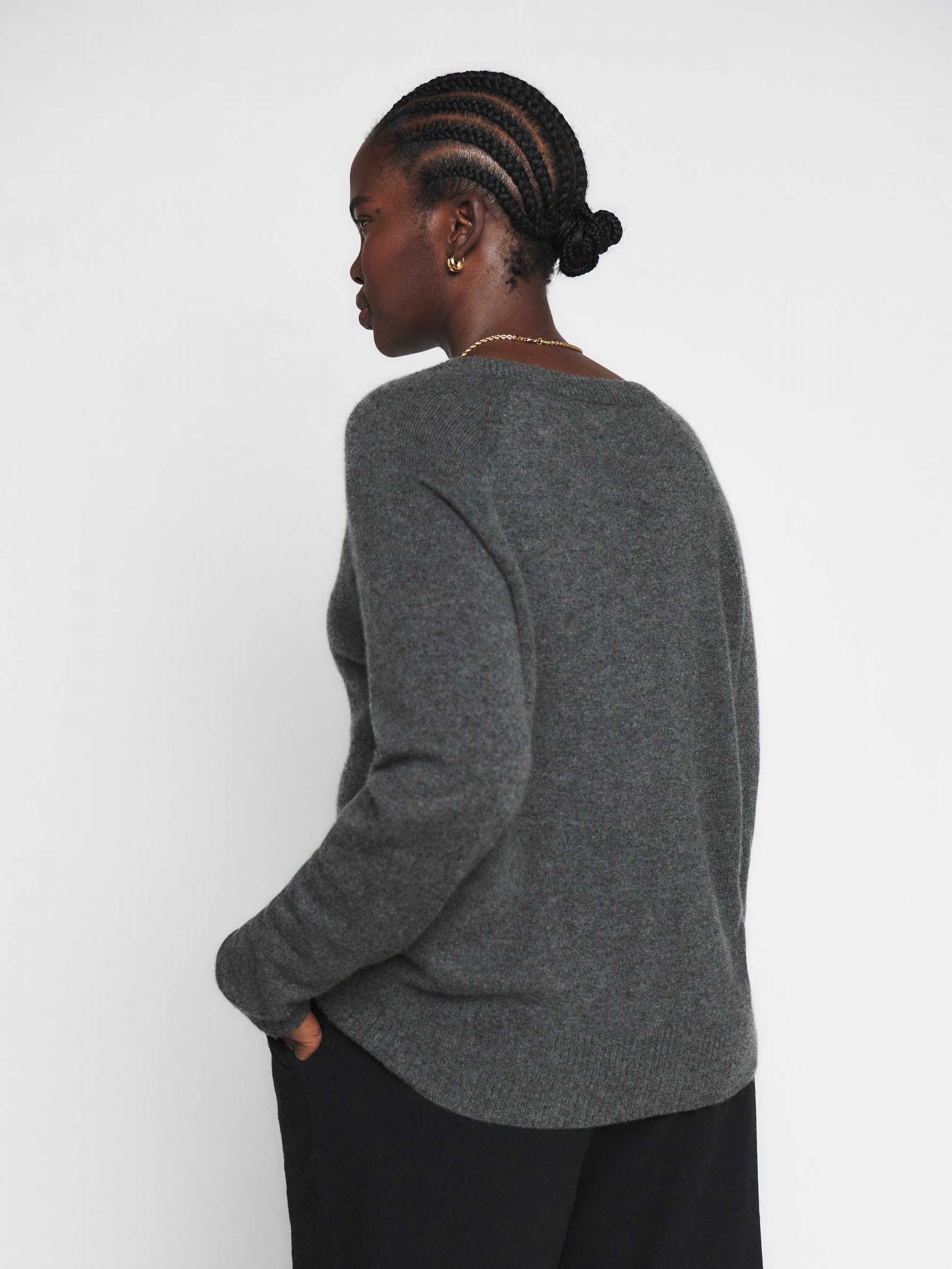 Women's Reformation Cashmere Relaxed V-Neck Sweater Grey | USA-057316