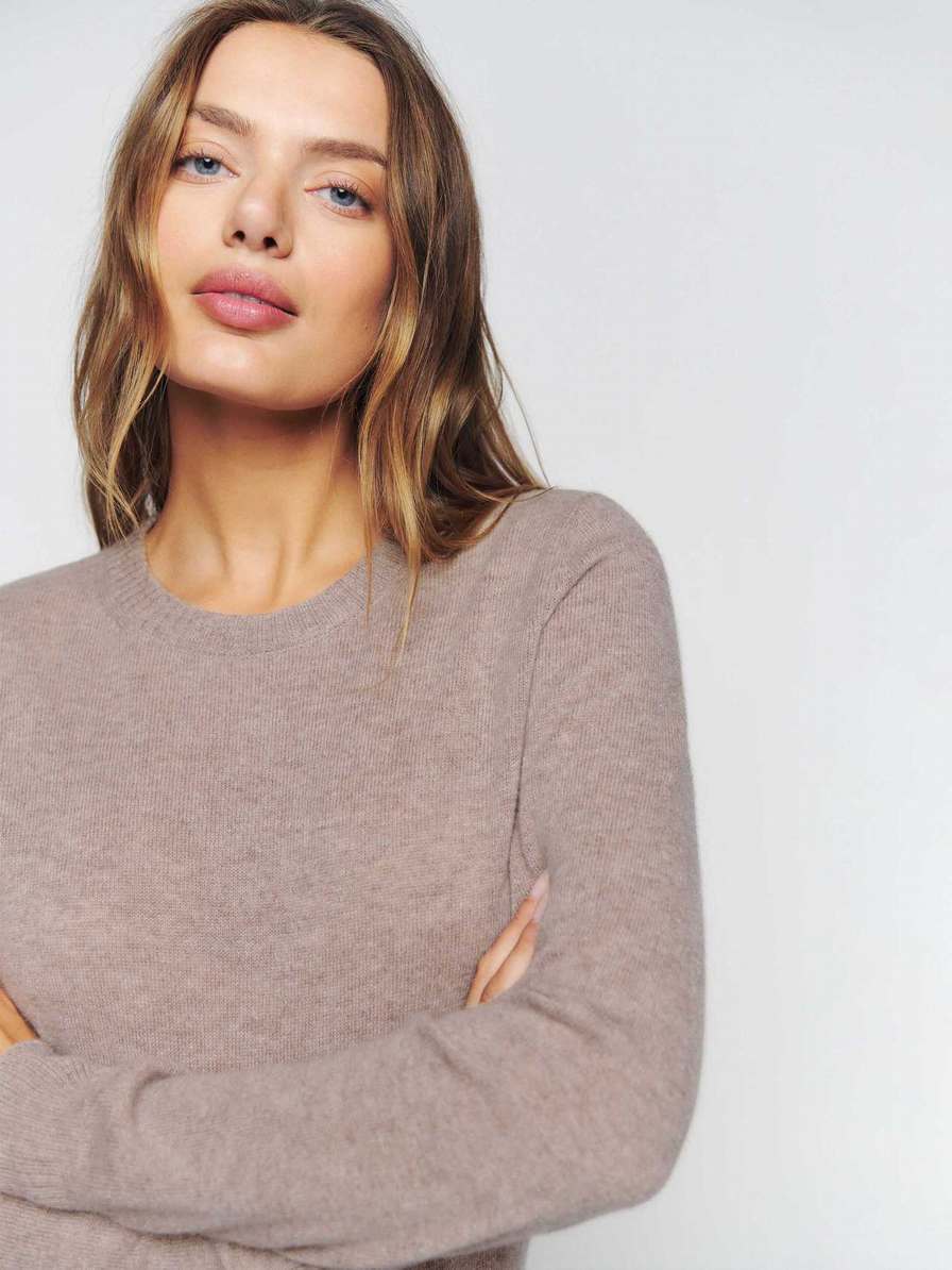 Women's Reformation Cashmere Sweater Beige | USA-370124