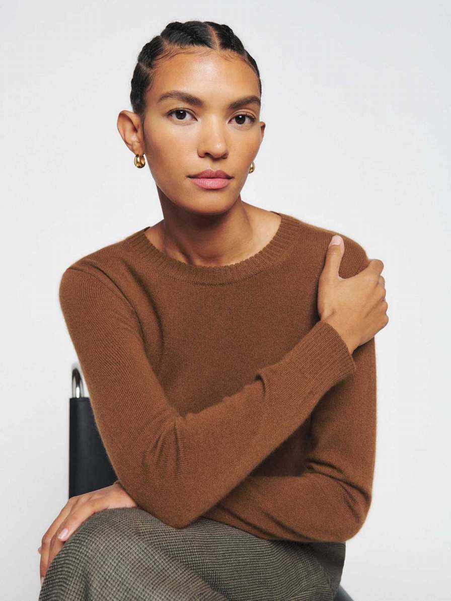 Women's Reformation Cashmere Sweater Brown | USA-156730