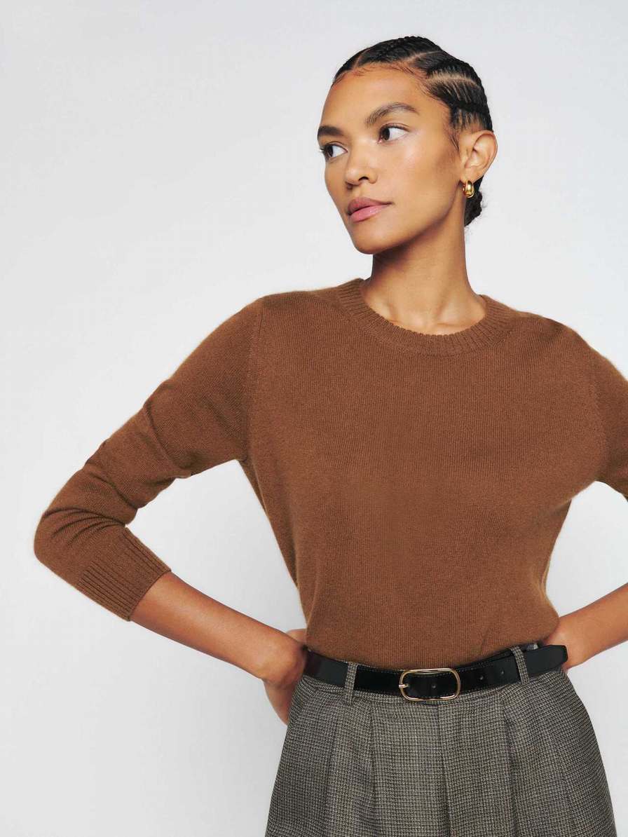 Women\'s Reformation Cashmere Sweater Brown | USA-156730