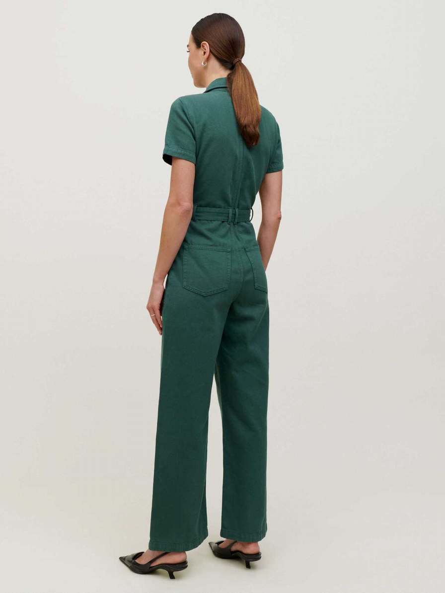 Women's Reformation Cassidy Denim Jumpsuit Dark Green | USA-508261