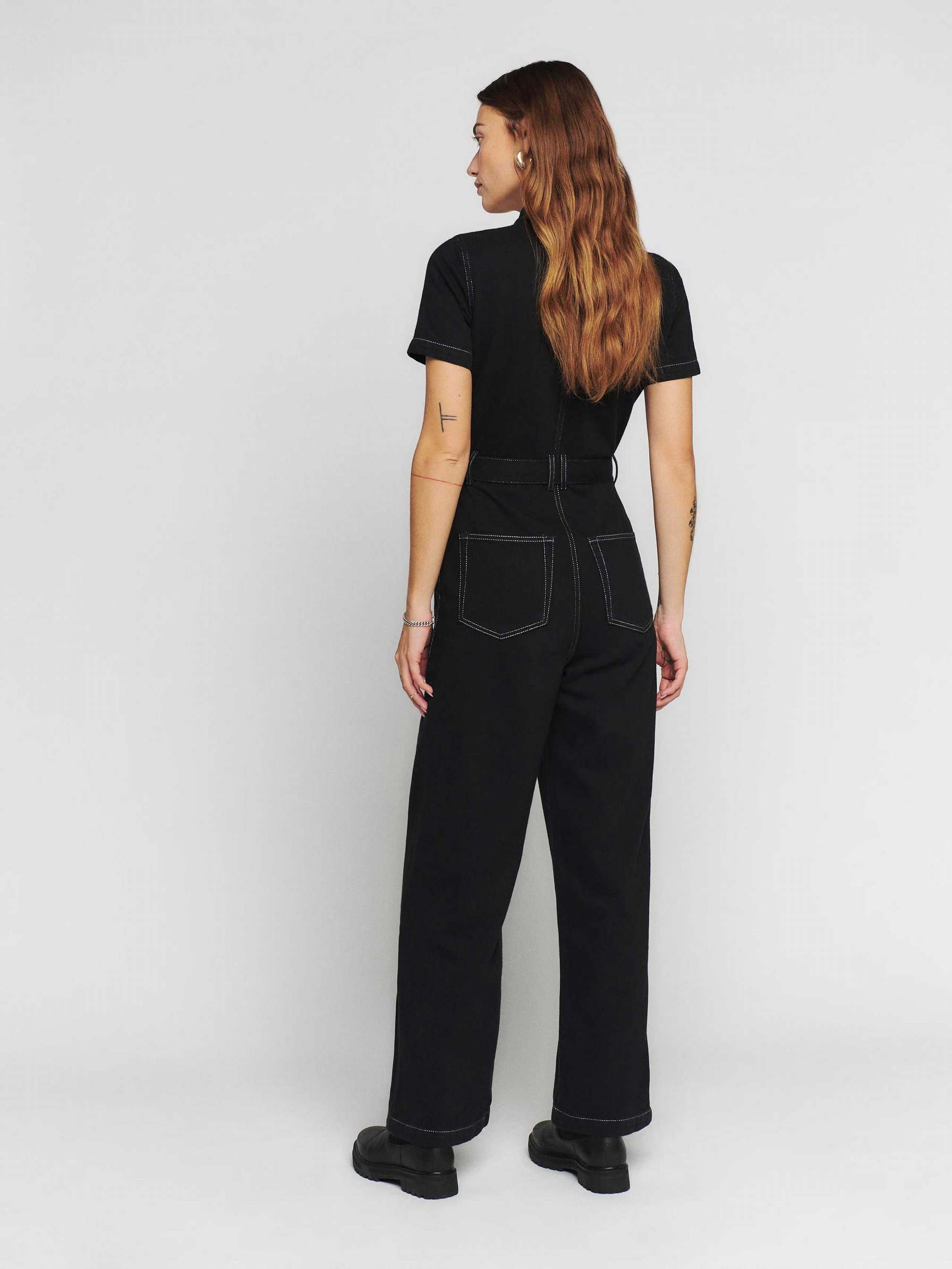 Women's Reformation Cassidy Denim Jumpsuit Black | USA-861027