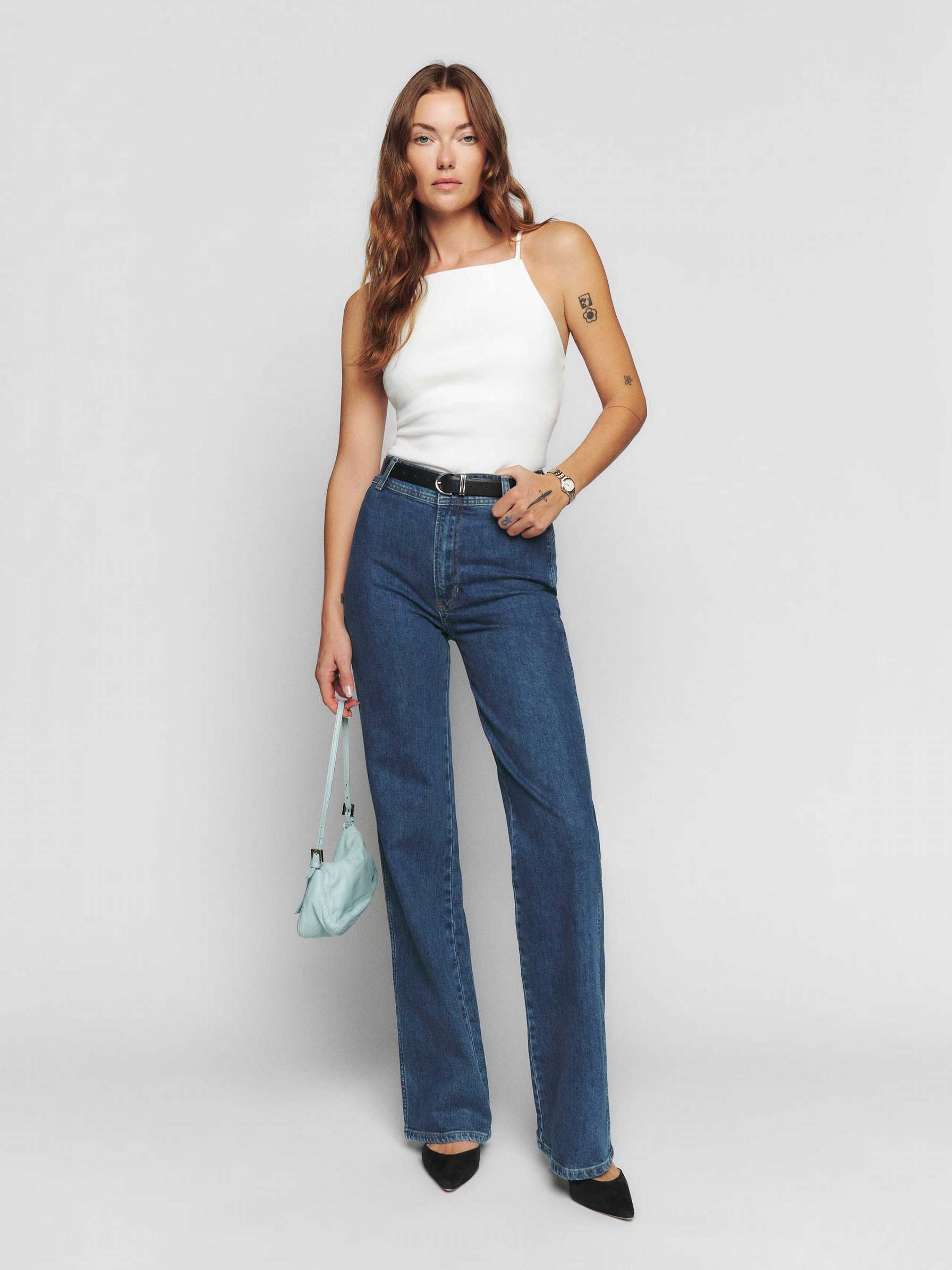 Women's Reformation Clara High Rise Wide Leg Jeans Flower | USA-021476