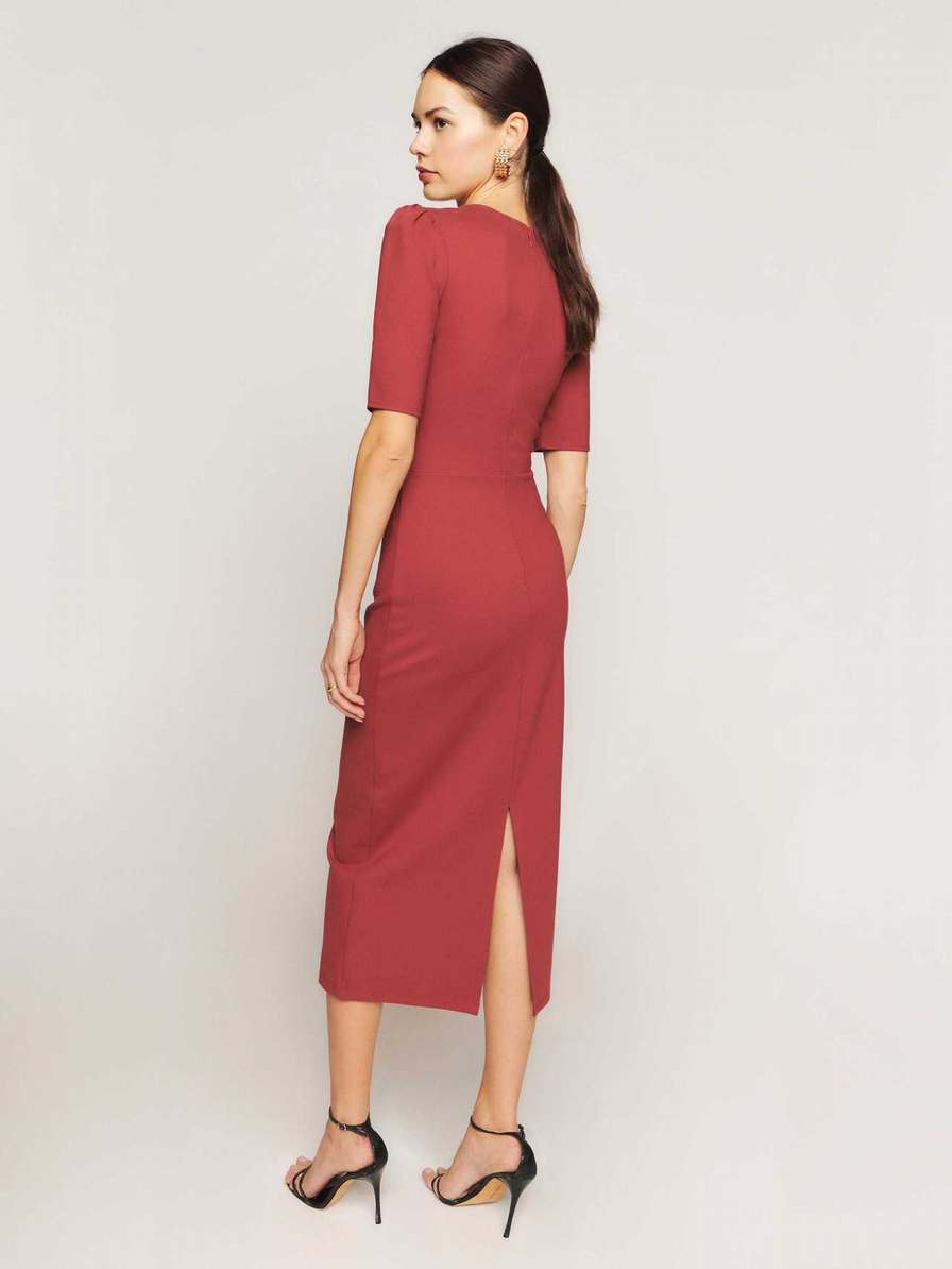 Women's Reformation Clayten Knit Dress Red | USA-6204851