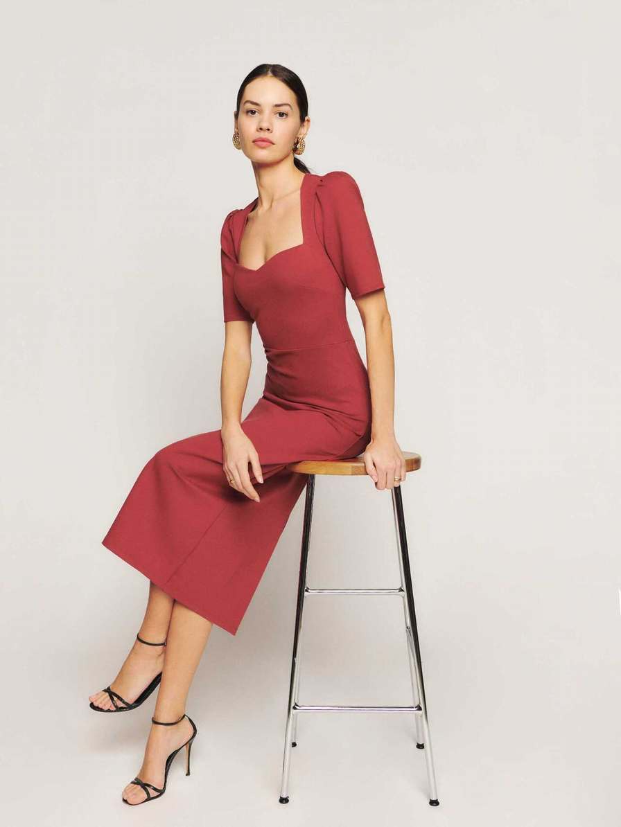 Women's Reformation Clayten Knit Dress Red | USA-6204851