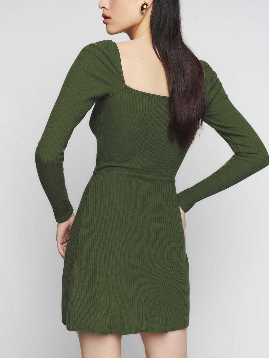 Women's Reformation Cleona Knit Dress Dark Green | USA-140325