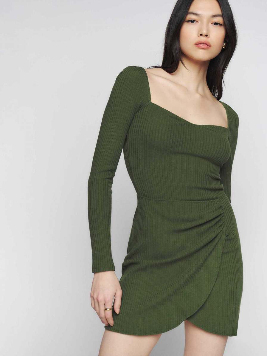 Women's Reformation Cleona Knit Dress Dark Green | USA-140325