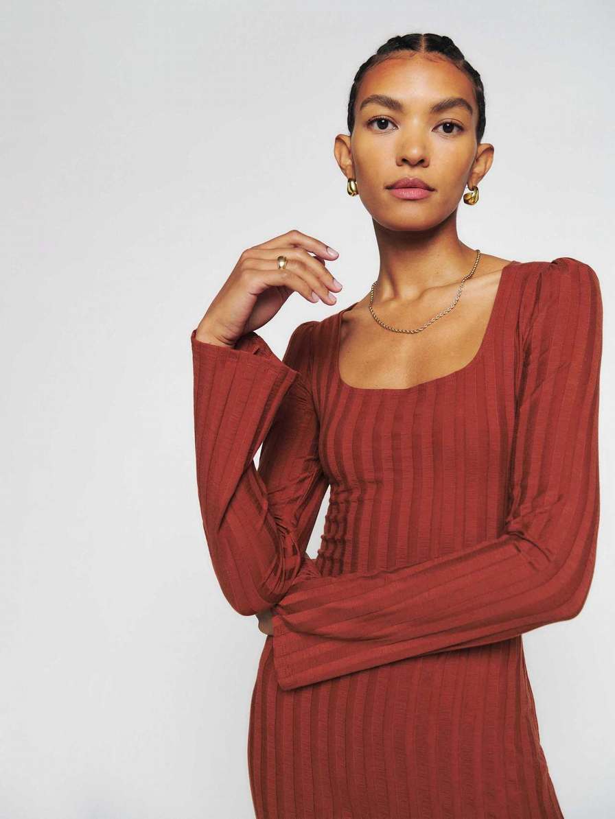 Women's Reformation Clint Knit Dress Red | USA-581403