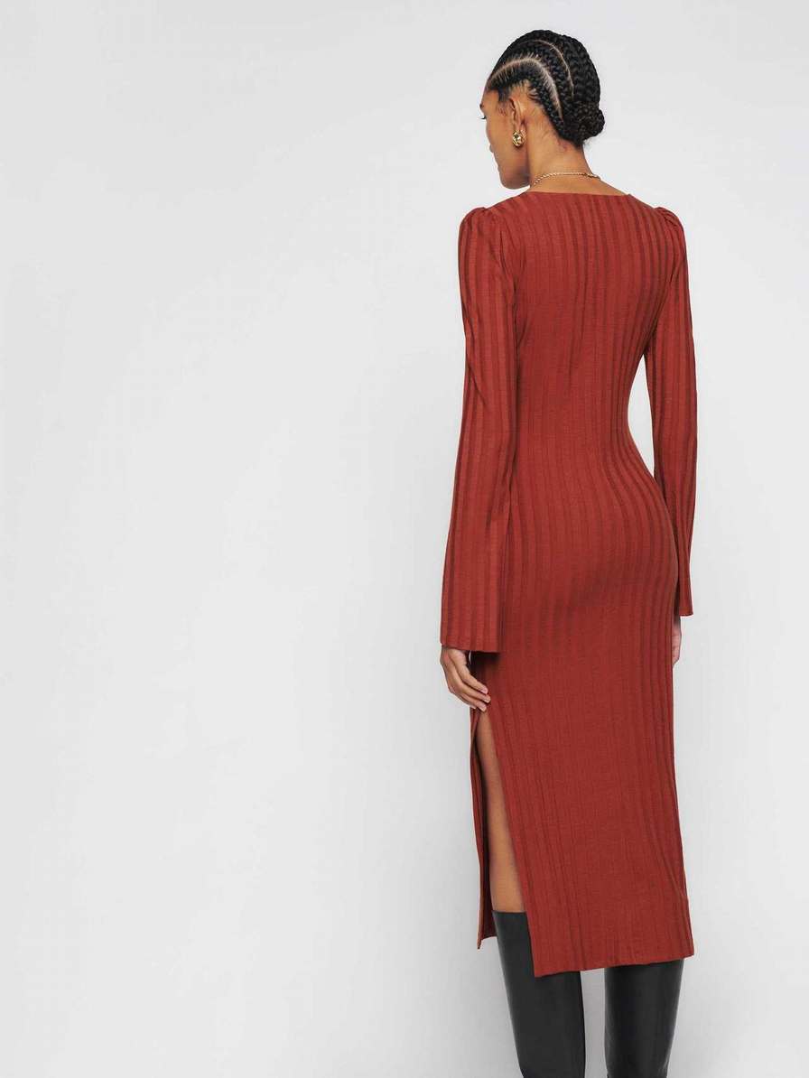 Women's Reformation Clint Knit Dress Red | USA-581403