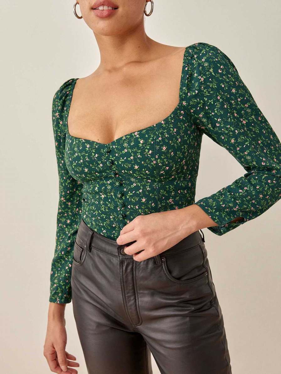 Women's Reformation Clio Tops Dark Green | USA-6741203