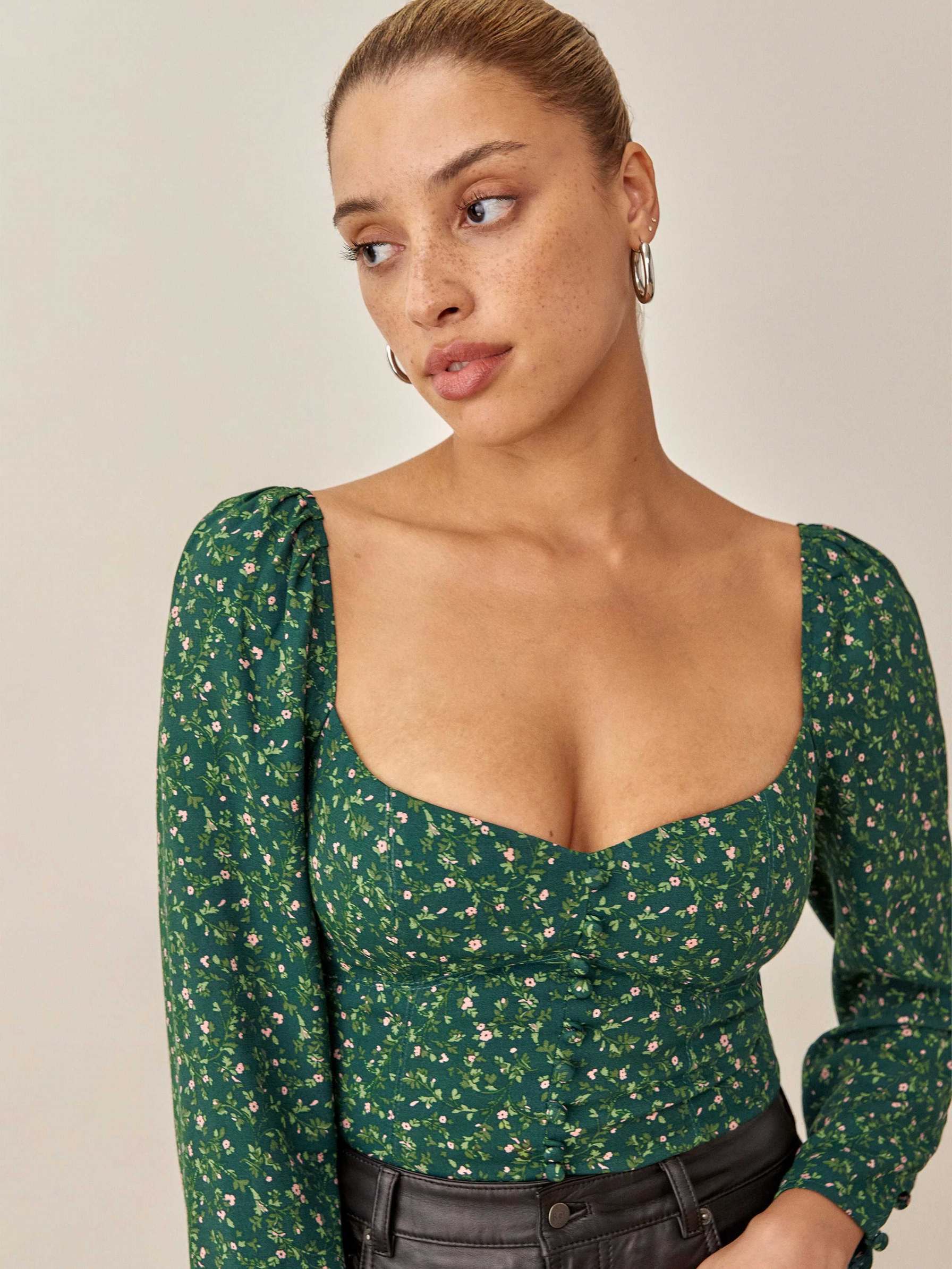 Women's Reformation Clio Tops Dark Green | USA-6741203