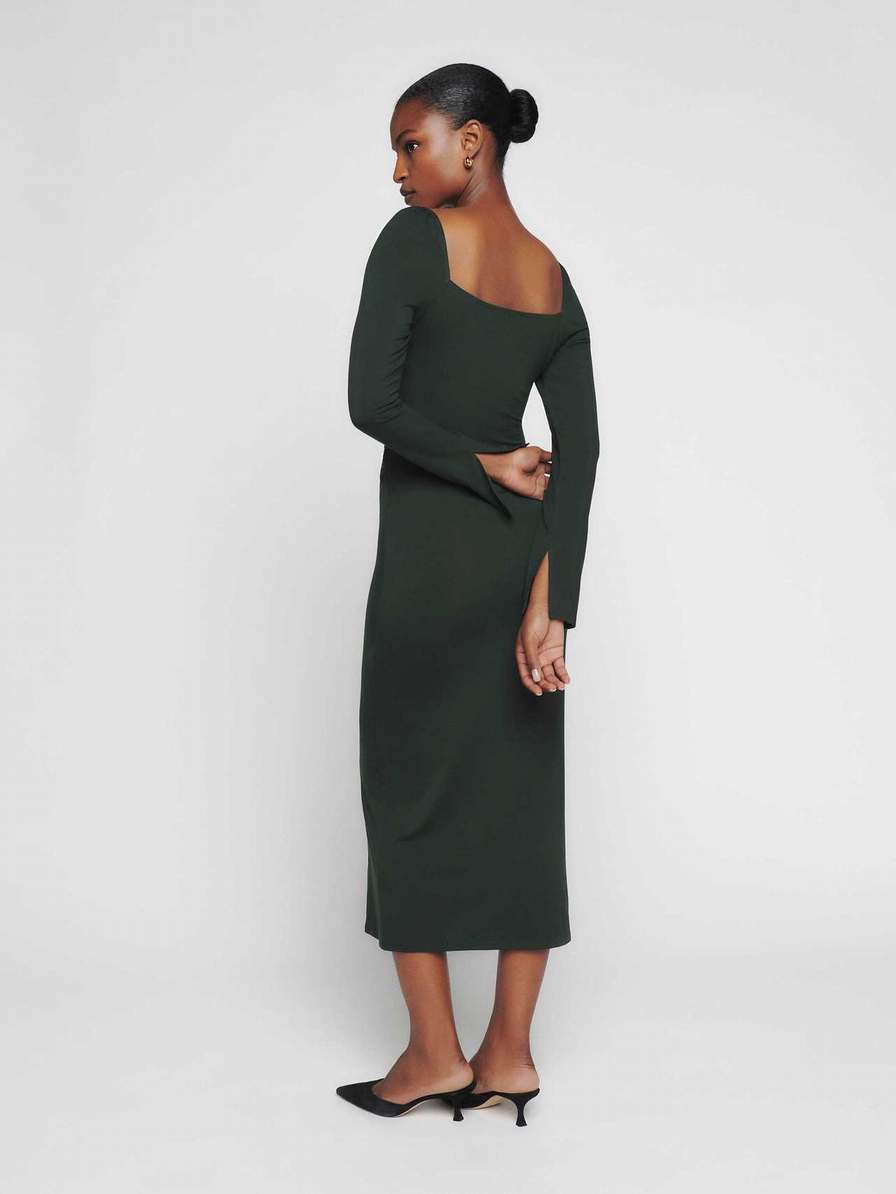 Women's Reformation Colton Knit Dress Black Green | USA-854162