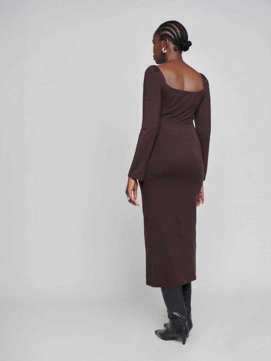 Women's Reformation Colton Knit Dress Coffee | USA-573860