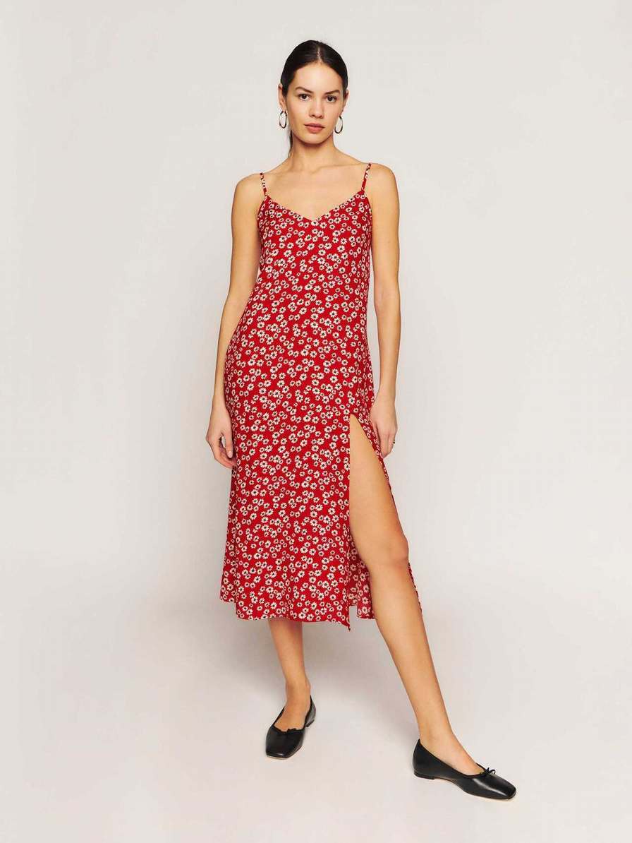 Women's Reformation Crimini Dress Red / Flower | USA-573204