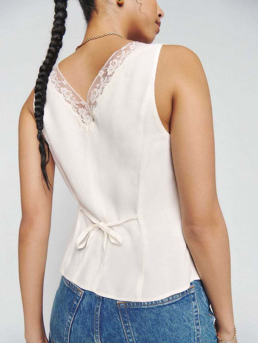 Women's Reformation Cristina Tops White | USA-082367