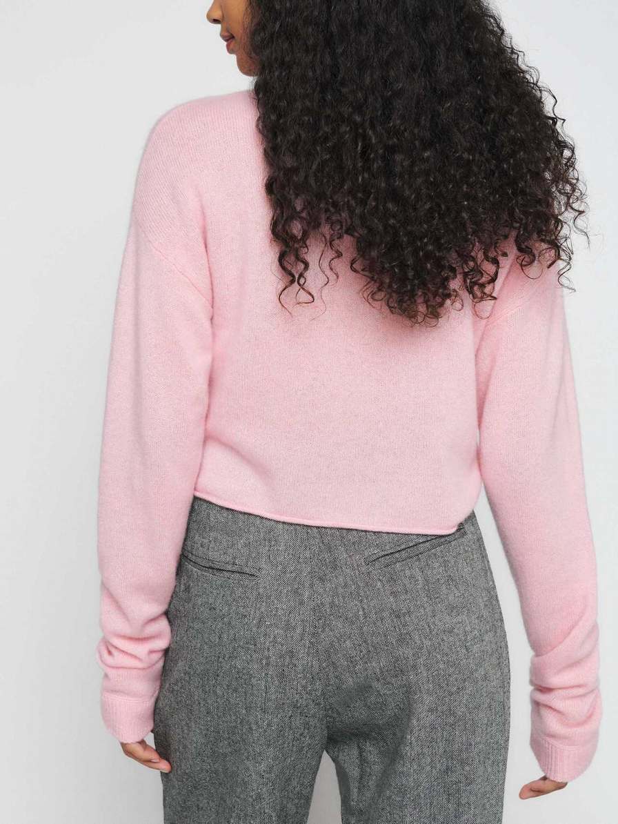 Women's Reformation Cropped Cashmere Sweater Pink | USA-712058