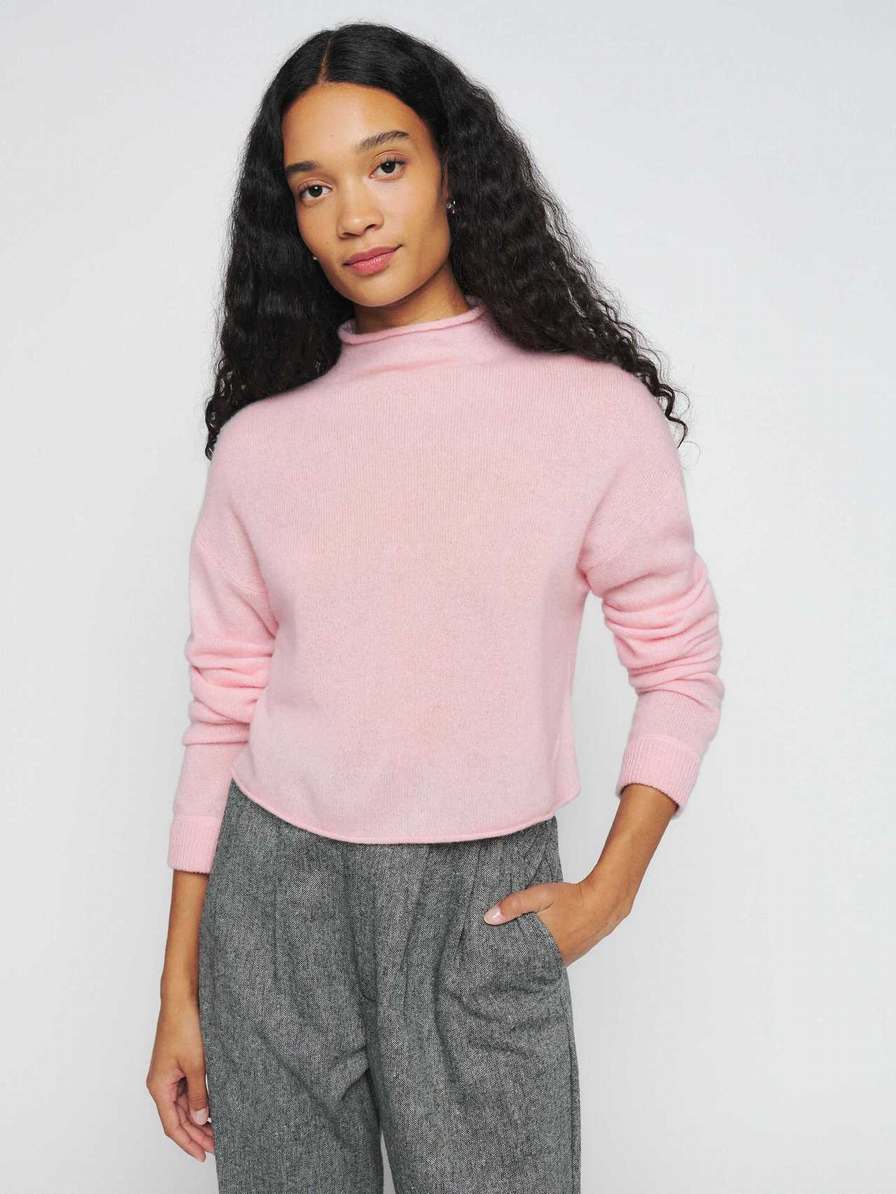 Women's Reformation Cropped Cashmere Sweater Pink | USA-712058